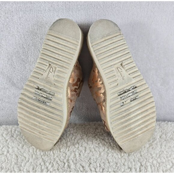 Clarks Ultimate Comfort Slide Sandal Platform Pink Gold Camouflage Leather Upper - Picture 7 of 16